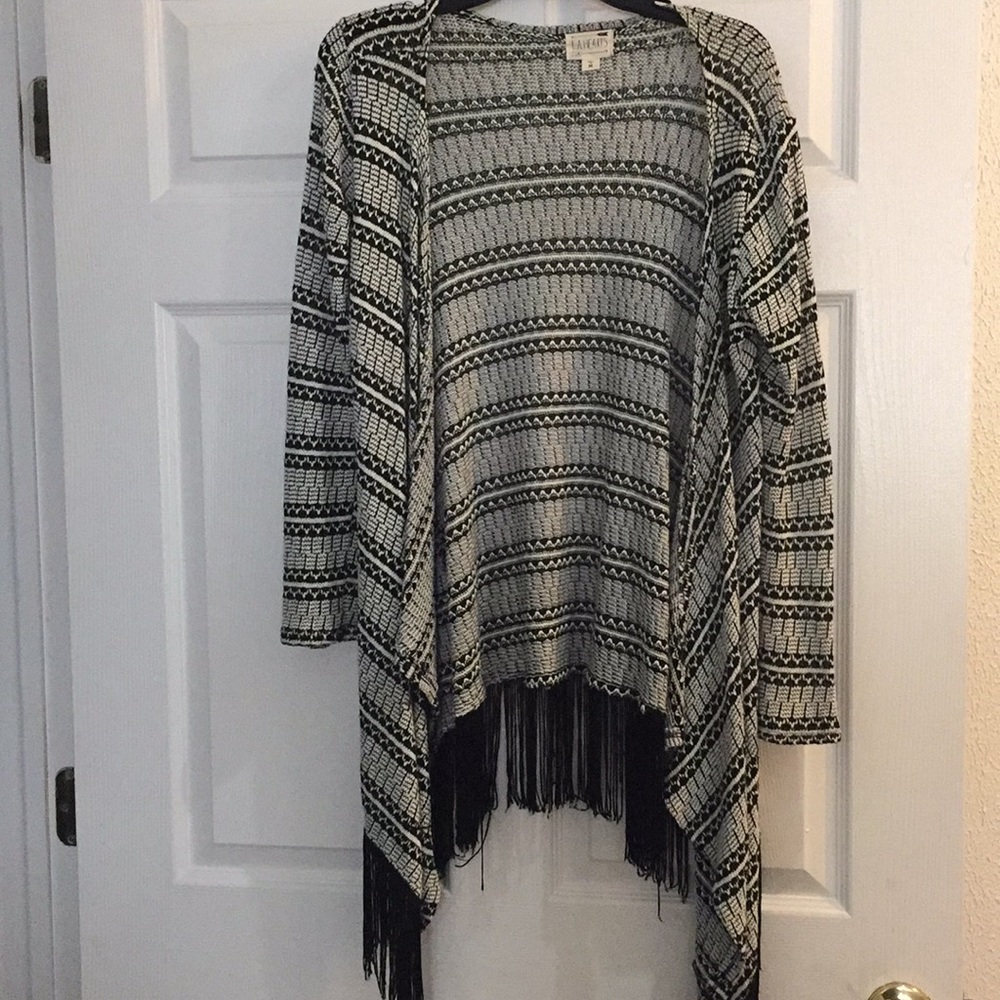 Black and white fringe cardigan (Pacsun)